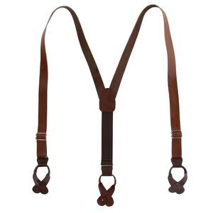 CTM Men's Coated Leather Button-End 1 Inch Suspenders